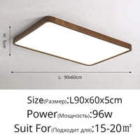 Plafonnier boisé pour illuminer votre intérieur | Marco Lucetti Carré 90x60cm / Blanc froid PAS de télécommande