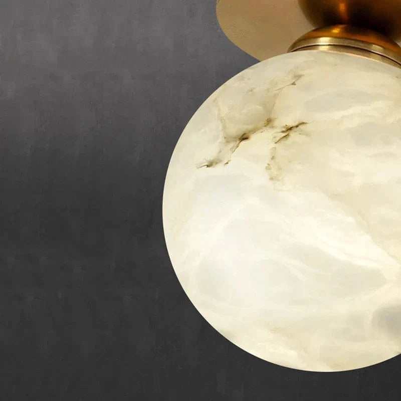 Plafonnier Boule de marbre lumière d'entrée Led luxe en laiton doré Luminaire | Marco Lucetti