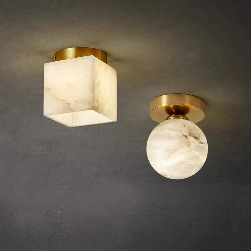Plafonnier Boule de marbre lumière d'entrée Led luxe en laiton doré Luminaire | Marco Lucetti