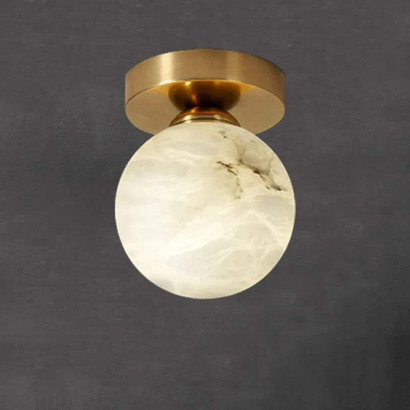 Plafonnier Boule de marbre lumière d'entrée Led luxe en laiton doré Luminaire | Marco Lucetti