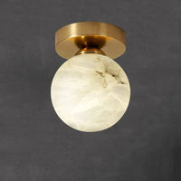 Plafonnier Boule de marbre lumière d'entrée Led luxe en laiton doré Luminaire | Marco Lucetti