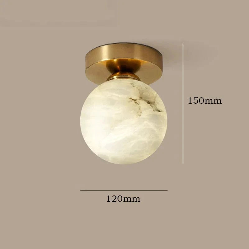 Plafonnier Boule de marbre lumière d'entrée Led luxe en laiton doré Luminaire | Marco Lucetti Rond