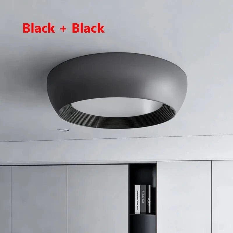 Plafonnier Boxy : Style italien en métal | Marco Lucetti Noir et Noir / Diamètre 35cm / Blanc chaud