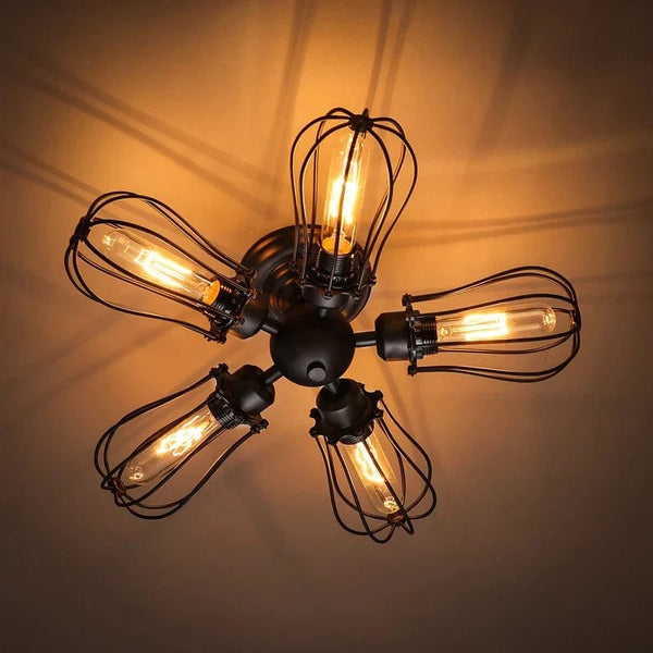 Plafonnier Cage Vintage américain en fer forgé noir | Marco Lucetti