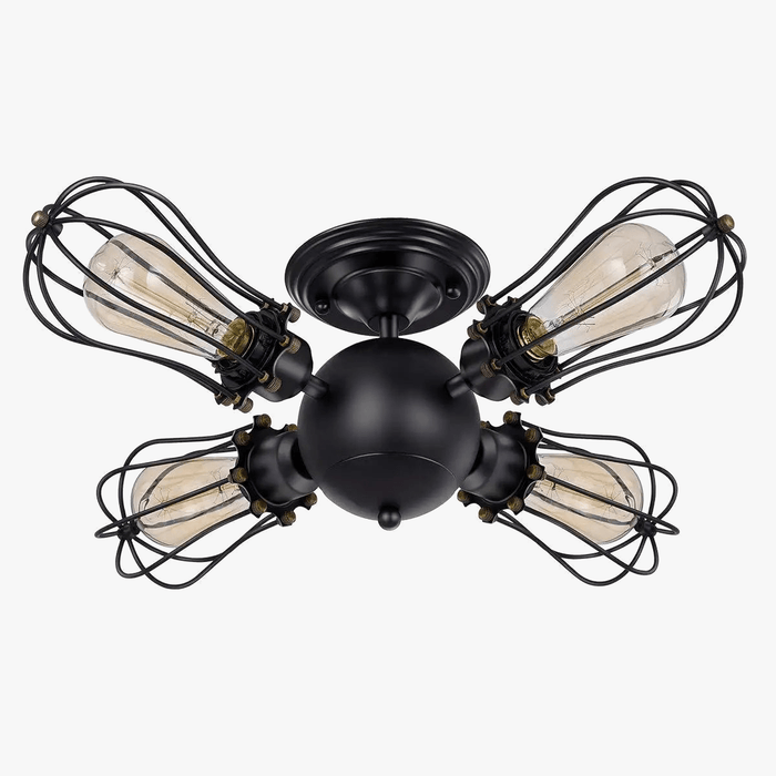 Plafonnier Cage Vintage américain en fer forgé noir | Marco Lucetti