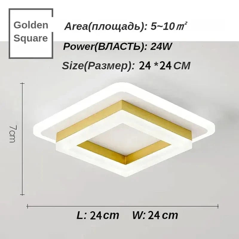Plafonnier Carré LED Moderne Nordique pour Intérieur | Marco Lucetti Doré A 24CM / Blanc froid