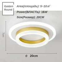 Plafonnier Carré LED Moderne Nordique pour Intérieur | Marco Lucetti Doré B 20CM / Blanc froid