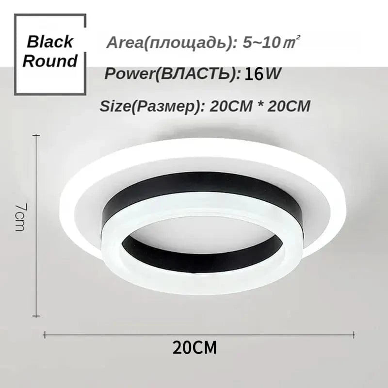 Plafonnier Carré LED Moderne Nordique pour Intérieur | Marco Lucetti Noir B 20CM / Blanc froid