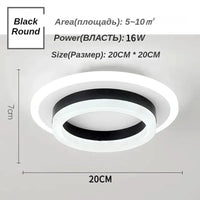 Plafonnier Carré LED Moderne Nordique pour Intérieur | Marco Lucetti Noir B 20CM / Blanc froid