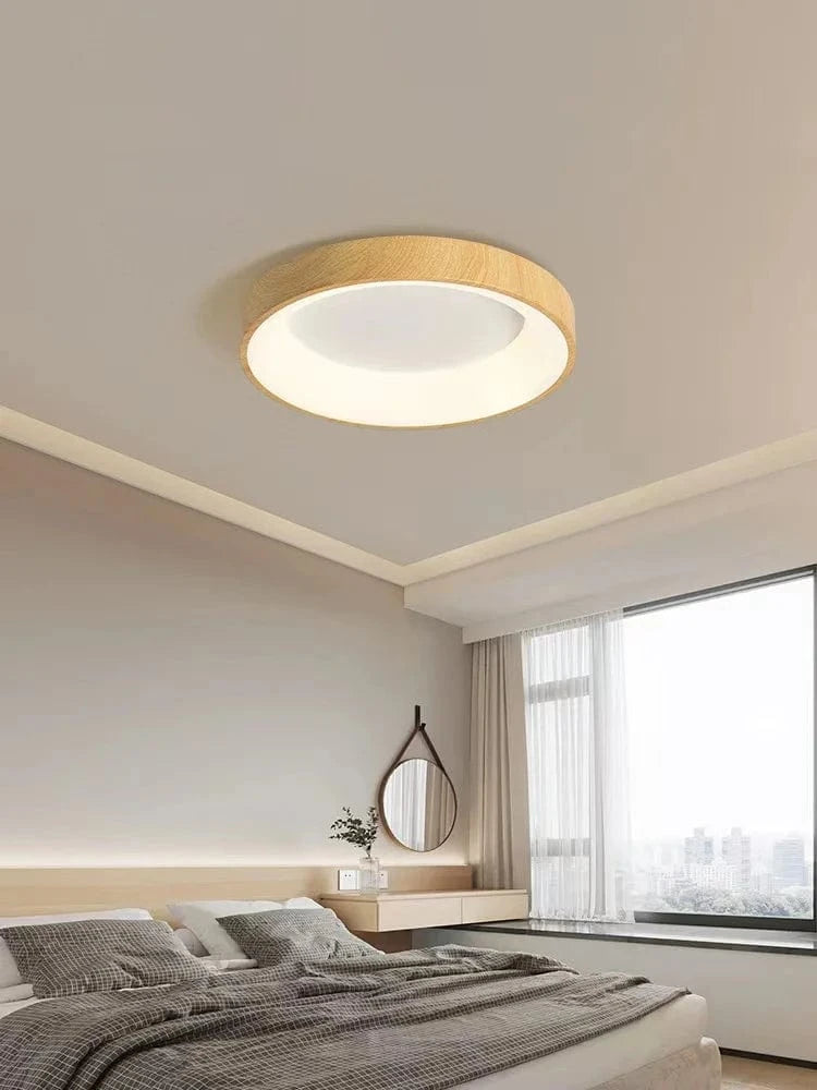 Plafonnier Chinois Ultra-Mince Rond en Grain de Bois - Édition Premium | Marco Lucetti