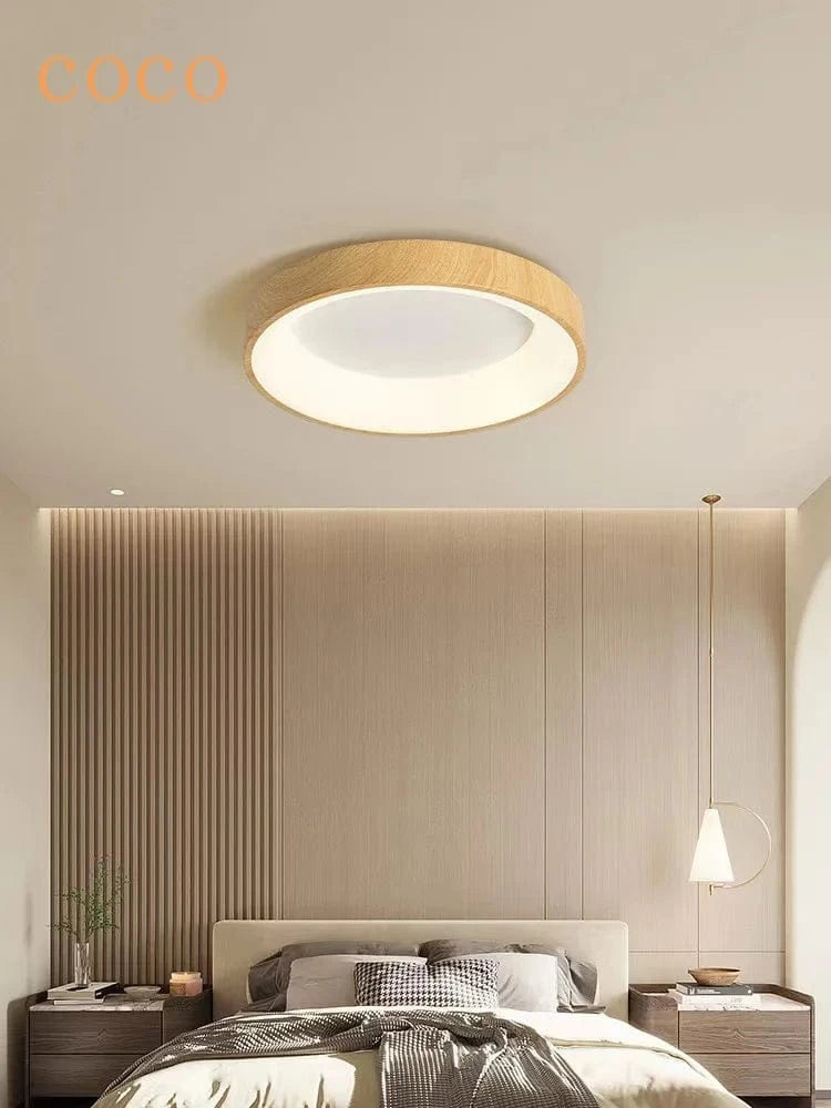 Plafonnier Chinois Ultra-Mince Rond en Grain de Bois - Édition Premium | Marco Lucetti