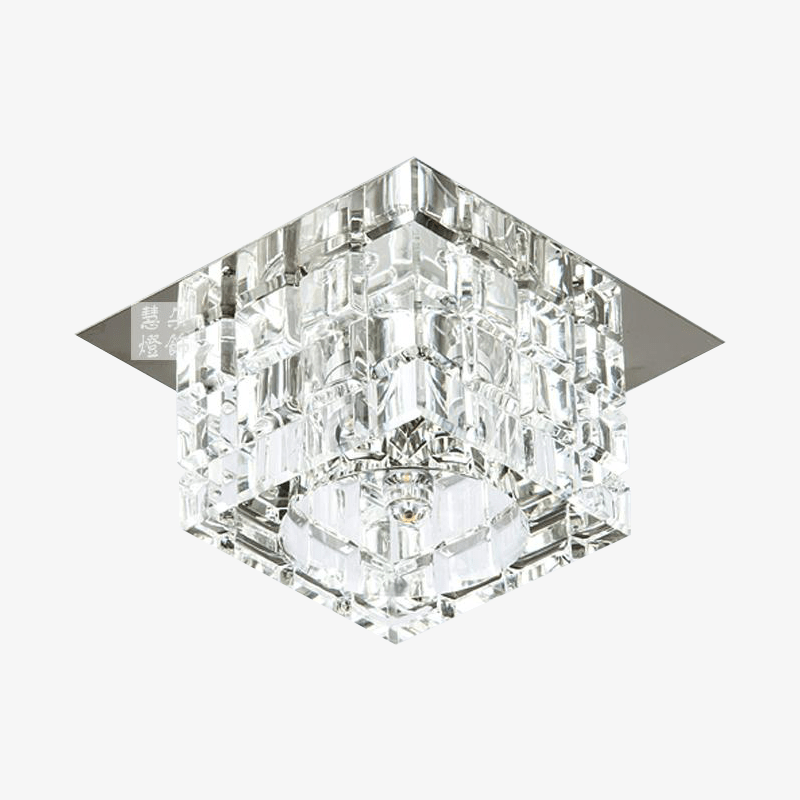 Plafonnier Cristal Cubique Chromé