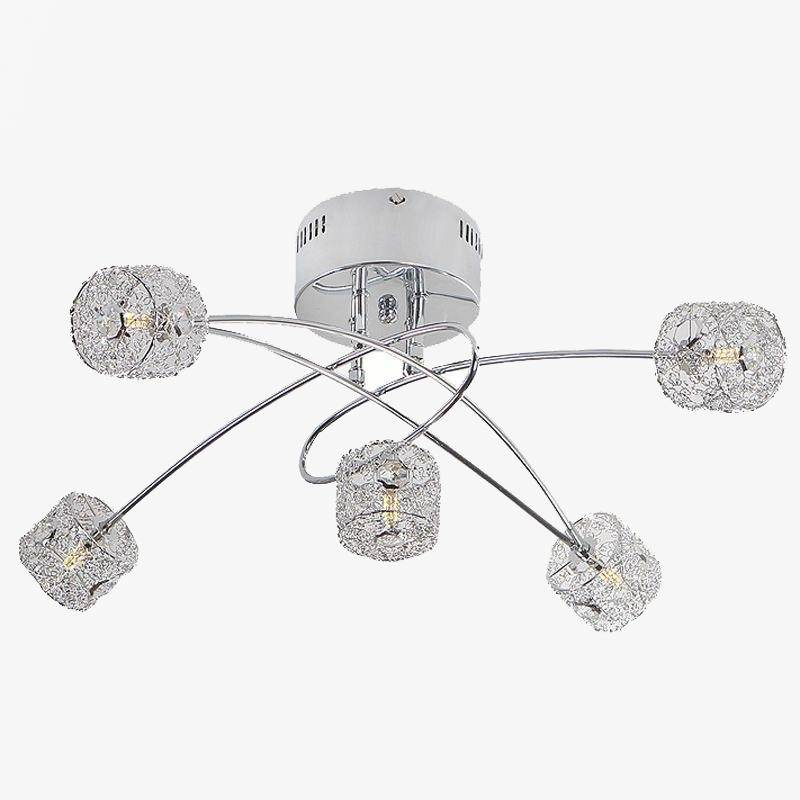Plafonnier Luxe Chromé et Cristal