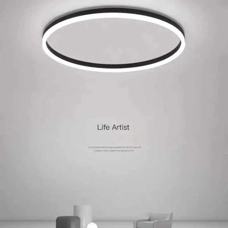 Plafonnier circulaire Alec nordique pour salon salle à manger chambre - Lampe de plafond LED Lampa Sufitowa | Marco Lucetti Noir 50 H6CM-50W / Lumière froide