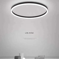 Plafonnier circulaire Alec nordique pour salon salle à manger chambre - Lampe de plafond LED Lampa Sufitowa | Marco Lucetti Noir 50 H6CM-50W / Lumière froide