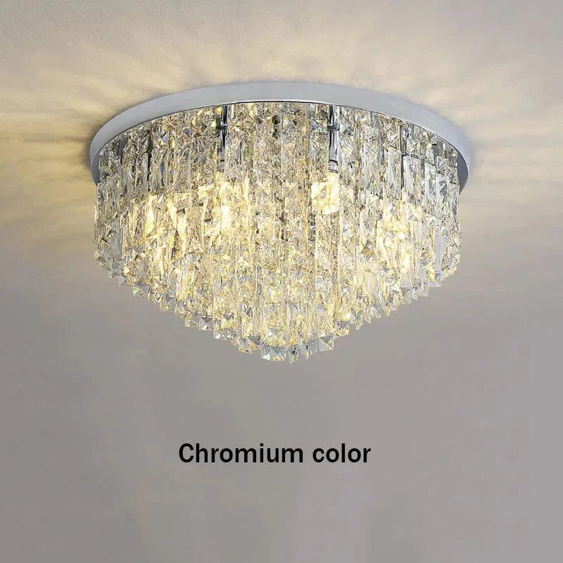 Plafonnier circulaire de luxe en cristal contemporain | Marco Lucetti Couleur chrome / Diamètre 40xHaut30cm