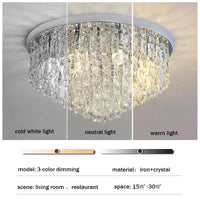 Plafonnier circulaire de luxe en cristal contemporain