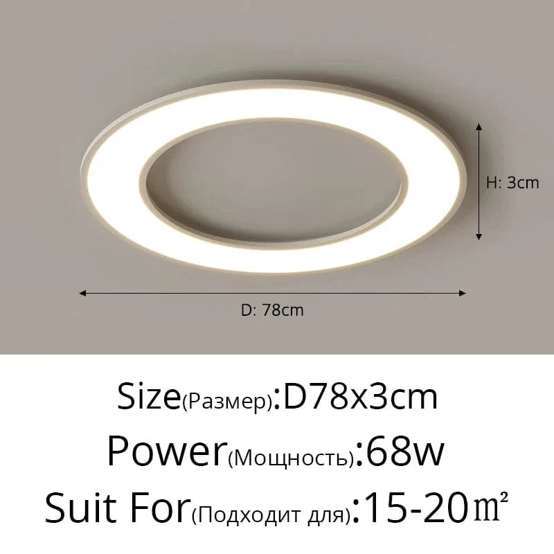 Plafonnier Circulaire Ultra-mince à LEDs Pour un Éclairage Moderne et Chic de la Maison | Marco Lucetti B Blanc 78cm / Blanc naturel