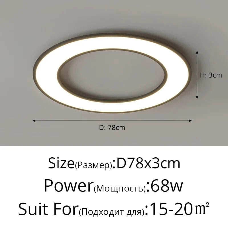 Plafonnier Circulaire Ultra-mince à LEDs Pour un Éclairage Moderne et Chic de la Maison | Marco Lucetti B Noir 78cm / Blanc naturel