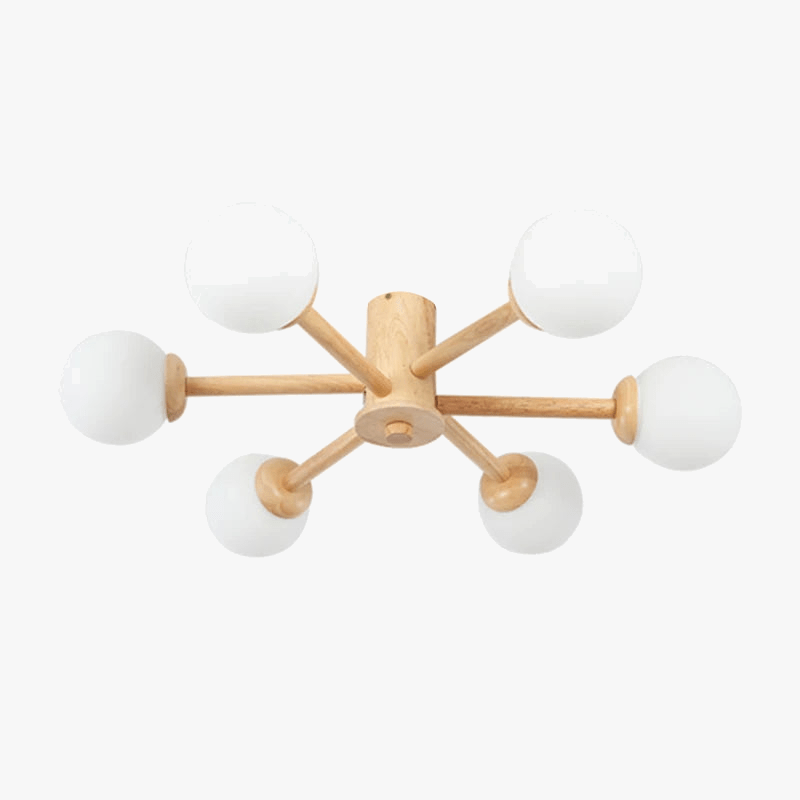 Plafonnier contemporain en bois et verre. | Marco Lucetti