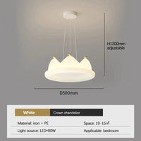 Plafonnier Couronne Créative pour Chambre à Coucher | Marco Lucetti Lustre blanc / Télécommande