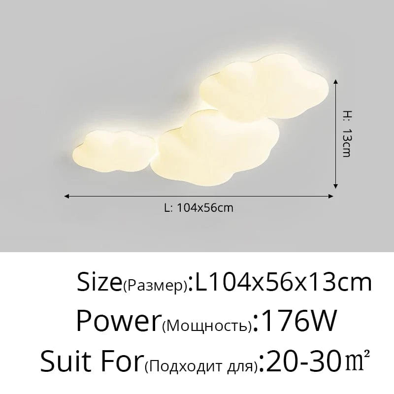 Plafonnier créatif en forme de nuage avec lumière LED - Éclairage d'ambiance moderne | Marco Lucetti E L104cm / 3 couleurs Pas de télécommande