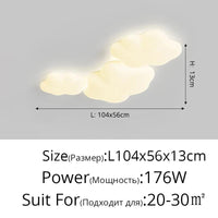 Plafonnier créatif en forme de nuage avec lumière LED - Éclairage d'ambiance moderne | Marco Lucetti E L104cm / 3 couleurs Pas de télécommande