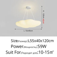 Plafonnier créatif en forme de nuage avec lumière LED - Éclairage d'ambiance moderne | Marco Lucetti G L55cm / 3 couleurs Pas de télécommande