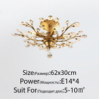 Plafonnier Cristal Floral Branché | Marco Lucetti Doré - 62 x 30cm