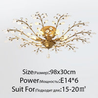 Plafonnier Cristal Floral Branché | Marco Lucetti Doré - 98 x 30cm