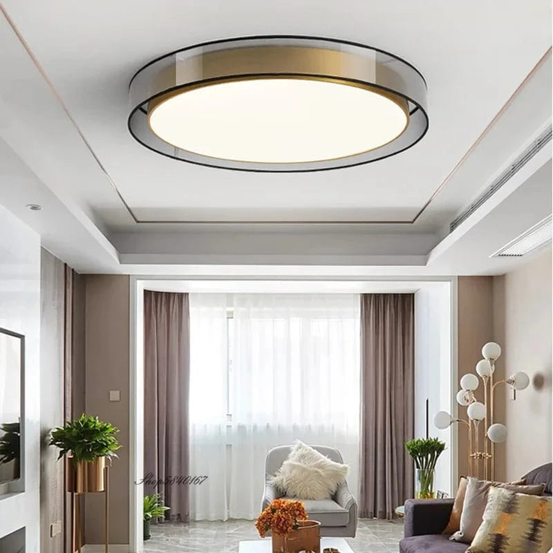 Plafonnier Cuivre Moderne Abat-Jour en Maille Double - Éclairage LED pour Salon Loft Chambre | Marco Lucetti