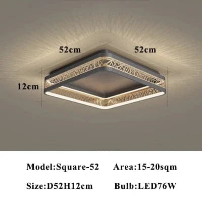 Plafonnier d'anneau moderne pour salon, salle d'étude et chambre - Éclairage intérieur ajustable | Marco Lucetti Carré D52cm / Lumière neutre 4000K