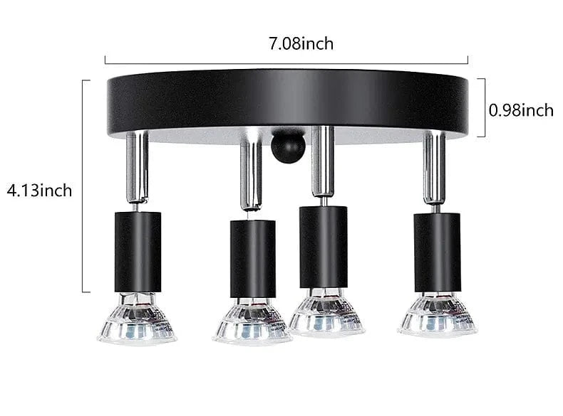 Plafonnier de cuisine pivotant avec angle ajustable | Marco Lucetti Noir 4 têtes / Sans source de lumière