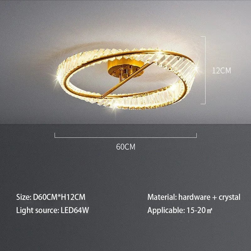 Plafonnier de luxe en cristal LED nordique - Parfait pour sublimer votre intérieur | Marco Lucetti Diamètre 60 cm / Lumière trichromatique