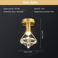 Plafonnier de luxe en cuivre avec luminaire en cristal haut de gamme | Marco Lucetti Lumière blanche 6000k