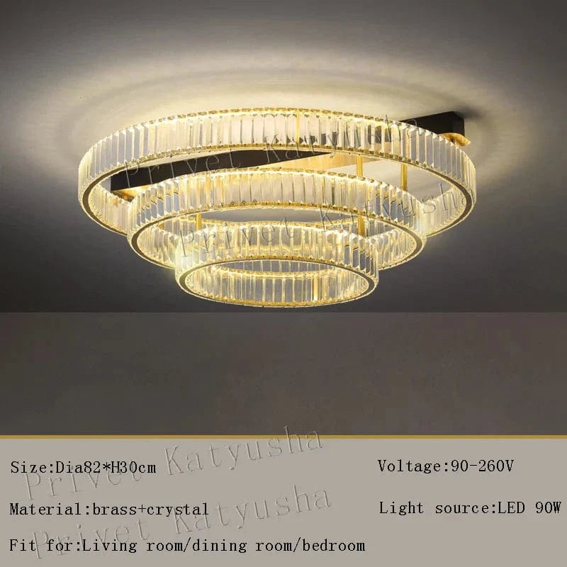 Plafonnier de Luxe en Cuivre et Cristal - Lampara de Techo 2024 | Marco Lucetti A diamètre82cm / Argent / Lumière chaude