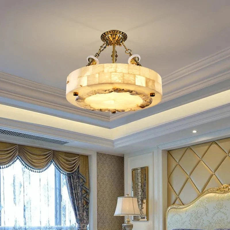 Plafonnier de luxe en marbre naturel circulaire 30CM 40CM pour chambre salon salle à manger - Grand luminaire suspendu | Marco Lucetti