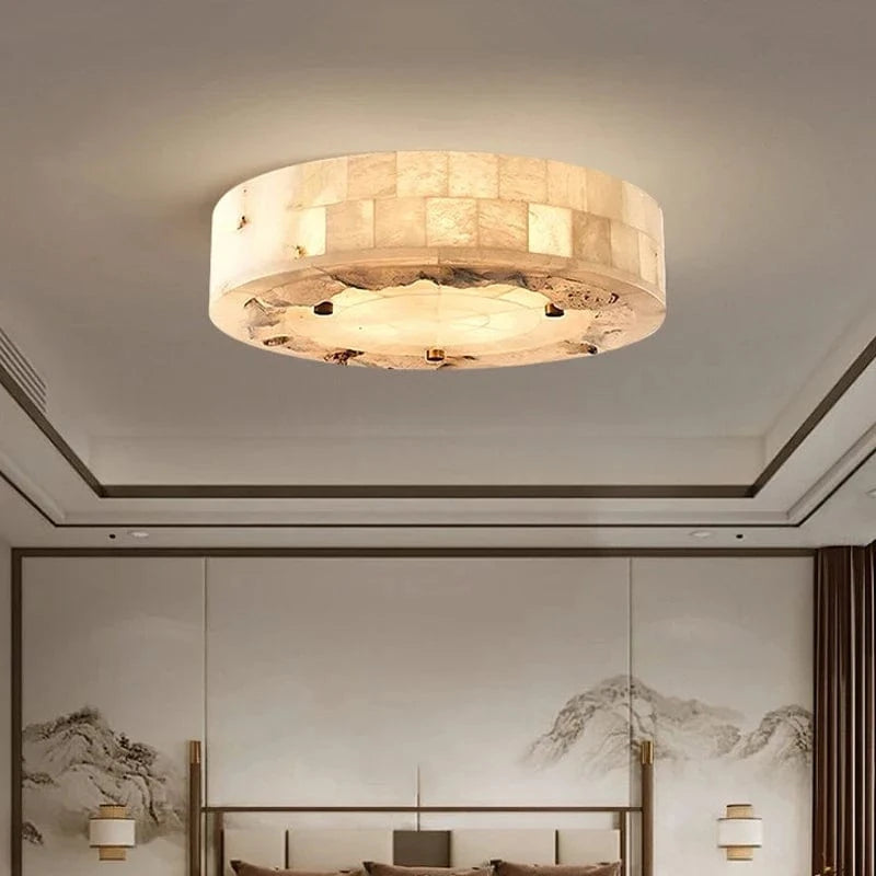 Plafonnier de luxe en marbre naturel circulaire 30CM 40CM pour chambre salon salle à manger - Grand luminaire suspendu | Marco Lucetti