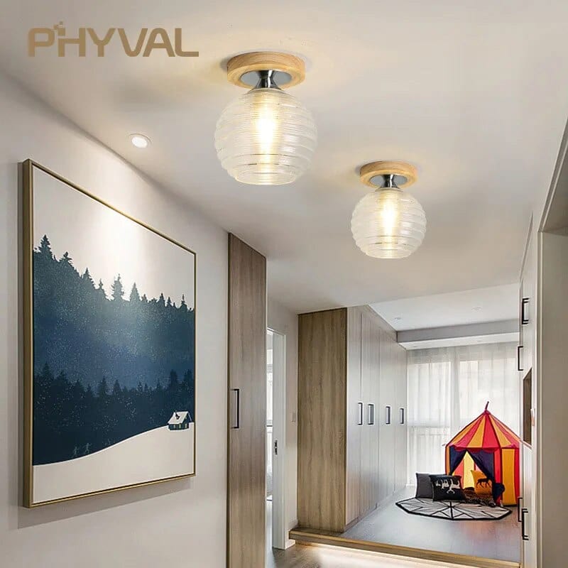 Plafonnier de Luxe Nordique en Verre et Bois Phyval | Marco Lucetti