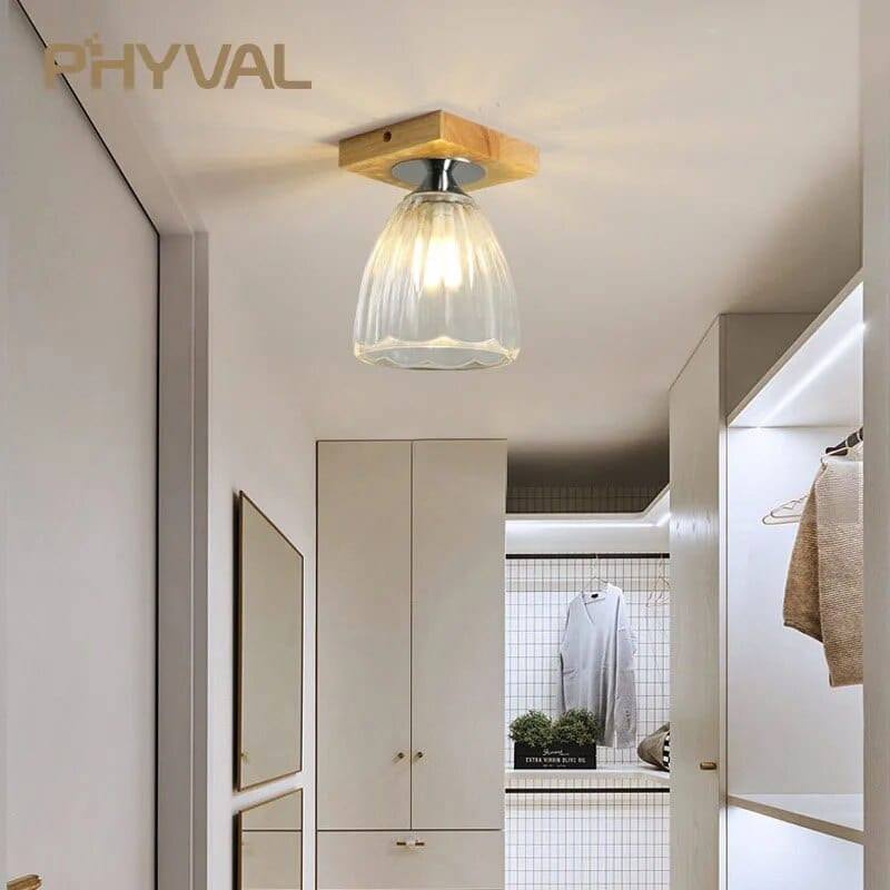 Plafonnier de Luxe Nordique en Verre et Bois Phyval | Marco Lucetti