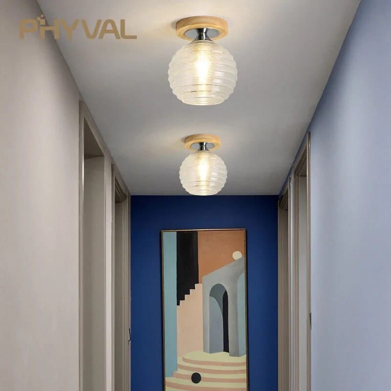 Plafonnier de Luxe Nordique en Verre et Bois Phyval | Marco Lucetti