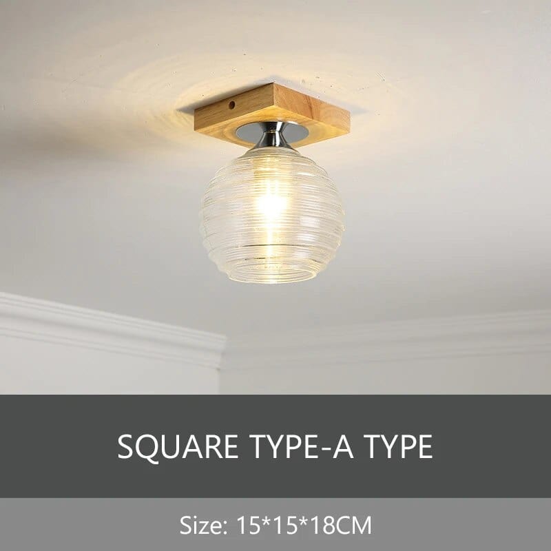 Plafonnier de Luxe Nordique en Verre et Bois Phyval | Marco Lucetti Plafond carré A / Lumière chaude