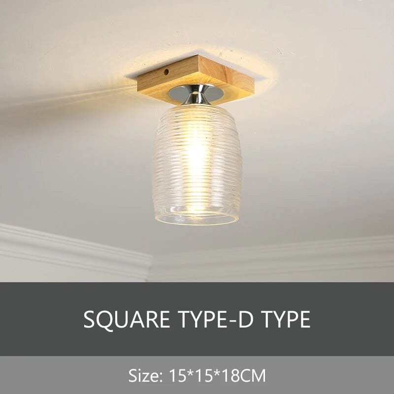 Plafonnier de Luxe Nordique en Verre et Bois Phyval | Marco Lucetti Plafond carré D / Lumière chaude