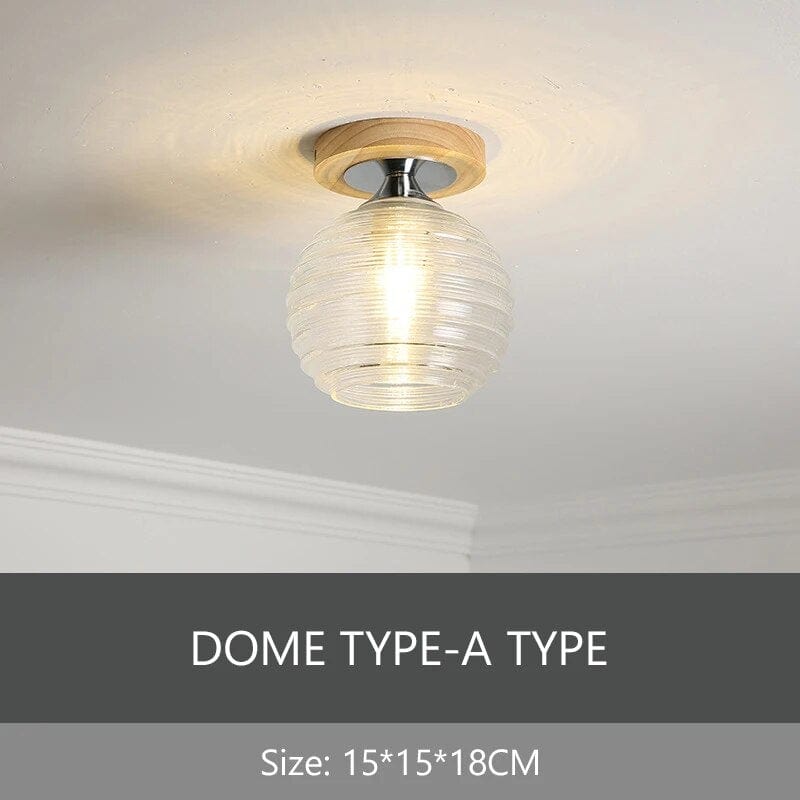 Plafonnier de Luxe Nordique en Verre et Bois Phyval | Marco Lucetti Plafond rond A / Lumière chaude