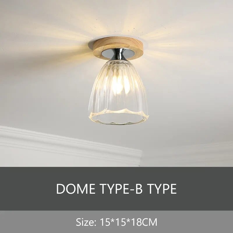 Plafonnier de Luxe Nordique en Verre et Bois Phyval | Marco Lucetti Plafond rond B / Lumière chaude