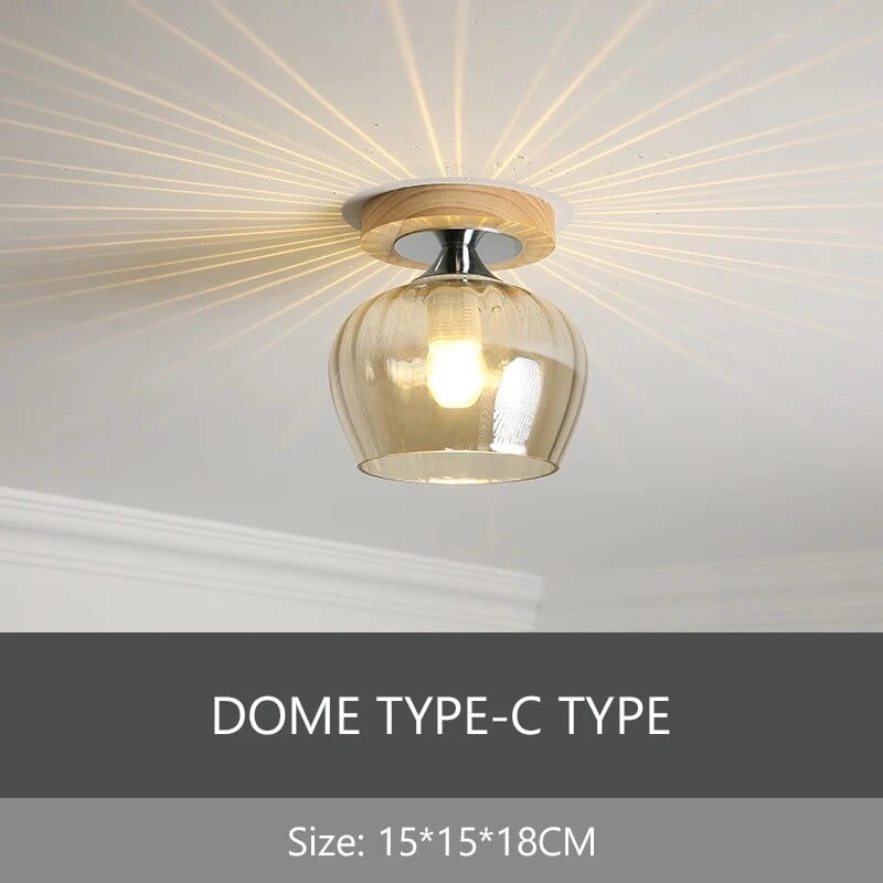 Plafonnier de Luxe Nordique en Verre et Bois Phyval | Marco Lucetti Plafond rond C / Lumière chaude