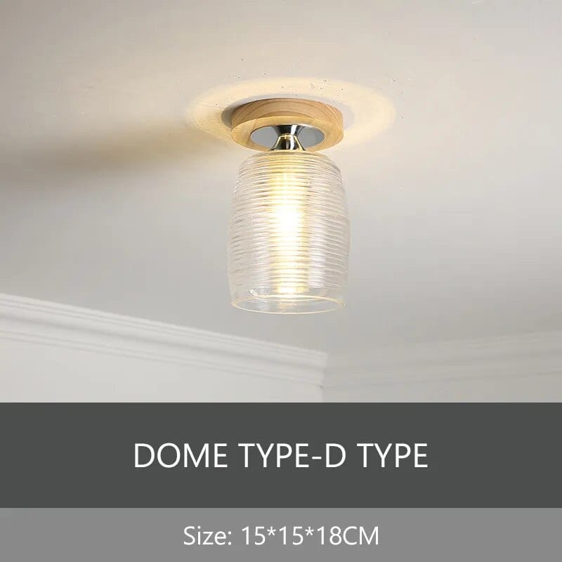 Plafonnier de Luxe Nordique en Verre et Bois Phyval | Marco Lucetti Plafond rond D / Lumière chaude