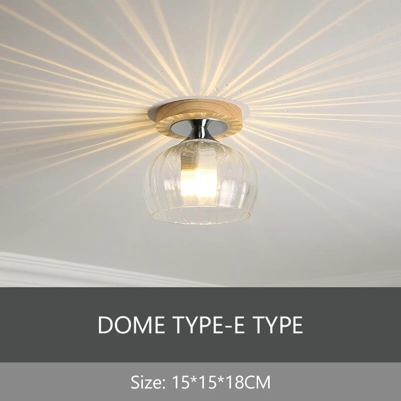 Plafonnier de Luxe Nordique en Verre et Bois Phyval | Marco Lucetti Plafond rond E / Lumière chaude