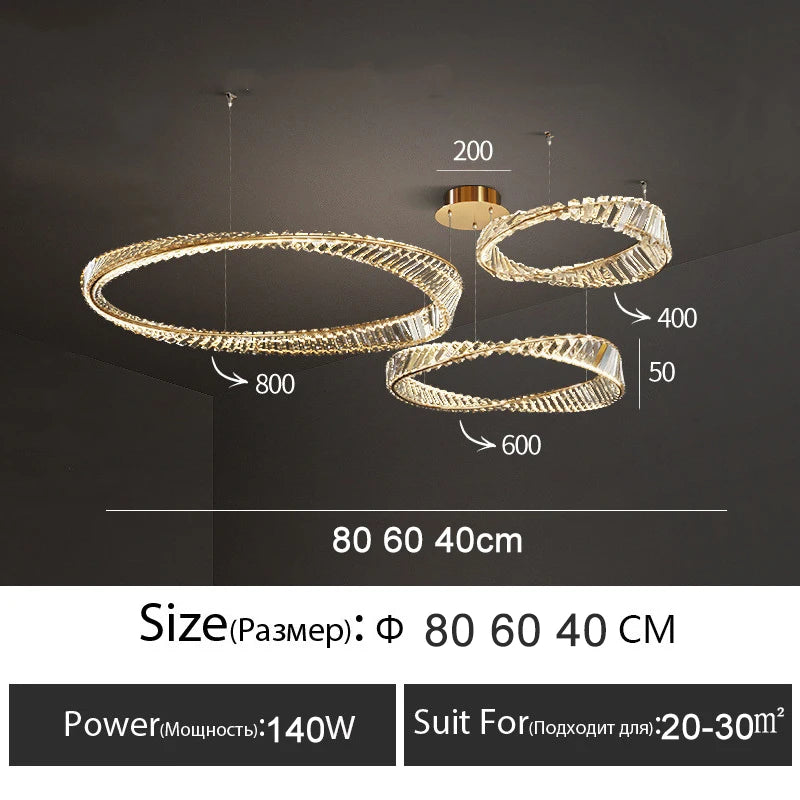 Lustre de plafond en cristal LED nordique de luxe pour salon et salle à manger