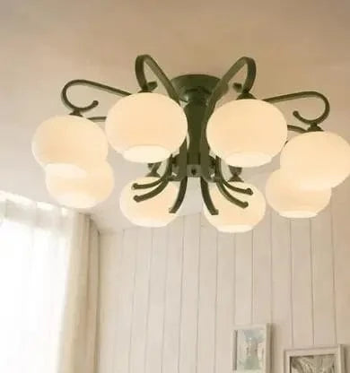 Plafonnier de salon américain inspiré de la campagne | Marco Lucetti 8 sources lumineuses / 6-10W | Blanc froid